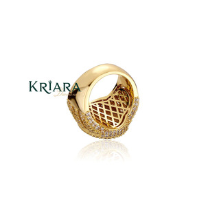 Women's 925 Silver 18K <b>Gold</b> Moissanite <b>Cocktail</b> <b>Ring</b> Baguette Cut Pave Setting Geometric Luxury Wedding <b>Ring</b> - Product Image 5