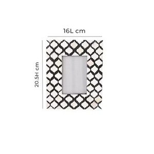 Cadre photo de luxe noir avec incrustation d'os, fait main, motif floral, pour décoration de table ou de bureau, maison ou bureau - Product Image 5