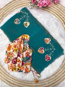 Sari en soie Rangoli exclusif de la dernière collection de la boutique indienne, avec un chemisier de créateur élégant, idéal pour les fêtes, les mariages et les festivals, pour femmes. - Product Image 6