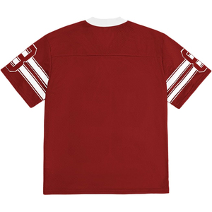 Camiseta de fútbol de malla con estampado personalizado, cuello en V, manga corta, roja y blanca, número 99, camiseta deportiva transpirable para hombres y adultos - Product Image 2