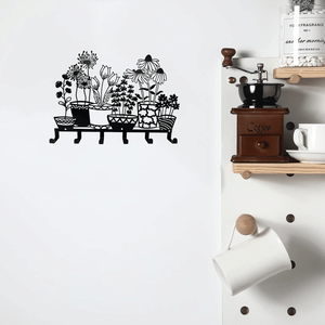Appendiabiti da parete a doppio livello CIFbuy con 6 ganci, design a vaso, in legno rustico, per organizzazione e decorazione di casa, cucina e bagno - Product Image 4