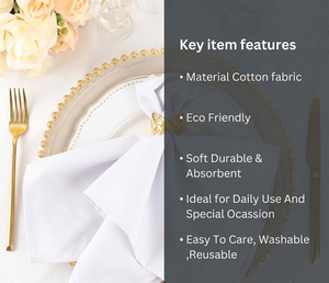 Serviettes de table brodées à la main en coton de qualité supérieure, réutilisables, pour la décoration de mariage et de salle à manger, fournisseur en gros pour l'exportation - Product Image 5