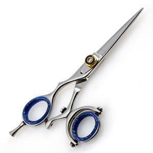 Ciseaux de barbier en acier inoxydable avec poignée pivotante, lame de rasoir, ciseaux de coupe de cheveux - Product Image 1