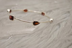 Red Garnet Sterling Silver Bangle January Birthstone Gemstone <b>Bracelet</b> For Women - Product Image 4