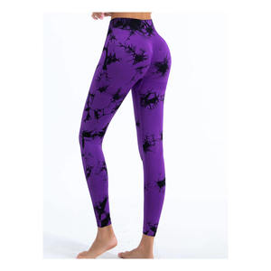 Leggings pour femmes à taille haute, longueur intégrale, imprimé bleu et noir, extensibles, tricotés, style sportif, à porter toute l'année - Product Image 6