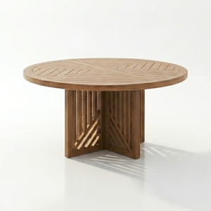 Luxury Hospitality Outdoor Dining Set Solid Teak <b>Round</b> <b>Table</b> and 6 Chairs for Resort Villa Hotel <b>Patio</b> - Product Image 3
