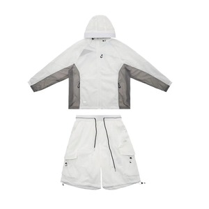 Conjunto de Pantalones Cortos y Chaqueta Cortavientos con Capucha para Hombre, Color Blanco, Tejido Terry, Ecológico, Informal, para Verano, de Secado Rápido, Poliéster - Product Image 6
