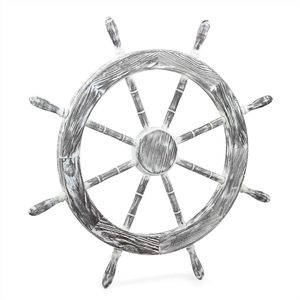 Décoration murale en forme de roue de bateau en jute blanchie, style côtier rustique, en bois, pour maison de plage, salon, thème côtier - Product Image 6