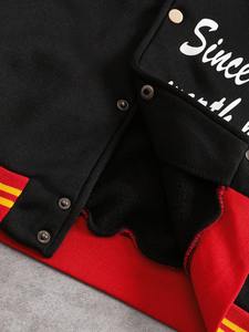 Heavyweight varsity <b>jacket</b> <b>mens</b> chenille embroidery applique patchwork <b>fleece</b> wool blend <b>thick</b> warm durable streetwear - Product Image 3