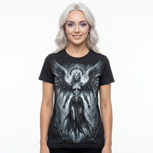 T-shirt personnalisé pour femme avec motif mandala crâne doré, en coton, coupe oversize, imprimé gothique, vente en gros, fabricant de hauts graphiques pour femmes - Product Image 5
