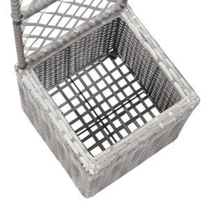 Poli Rattan grigio traliccio rialzato letto da giardino con 1 vaso 11.8 "x 11.8" x 42.1 "ornamenti - Product Image 6