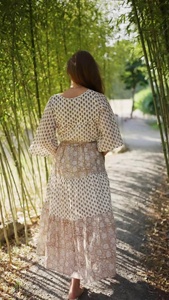 Vestido Maxi de Algodón Estampado con Mangas Tres Cuartos, Cuello Redondo, Silueta Holgada, para Mujer, Ropa de Fiesta de Verano, con Bolsillo Bordado - Product Image 2