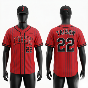 Maillot de baseball personnalisé sublimé, 180 GSM, polyester premium, blanc, bleu ciel, rayures fines, uniforme d'équipe - Product Image 6