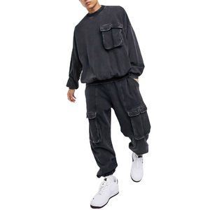 Ensemble survêtement à capuche et pantalon de jogging, couleur unie, coupe classique, longueur intégrale, vêtements d'hiver respirants, style décontracté, 100% coton - Product Image 4