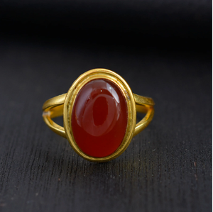 Bague en cornaline plaquée or, pierre précieuse orange, pour femme, bijou artisanal - Product Image 4