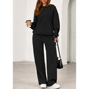 Men Premium Solid Fleece Breathable <b>Sweating</b> Sweatshirt Set Hooded <b>Top</b> Matching Sweatpants Oversized Loose Fit Drawstring - Product Image 3