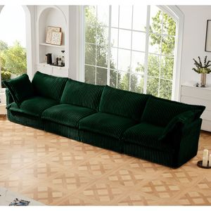 Divano Extra Profondo a 4 Posti in Tessuto Corduroy, Comodo Divano a S con Rivestimento Rimovibile per Soggiorno - Product Image 3