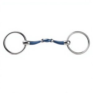 Bocado de caballo articulado de esmalte azul de alta resistencia para entrenamiento ecuestre - Product Image 2