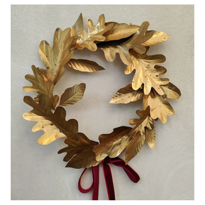 Handcrafted Silver Metal Nature Inspired <b>Wreath</b> with Intricate Leaf Detailing for Stylish Wall Decoration - Product Image 3