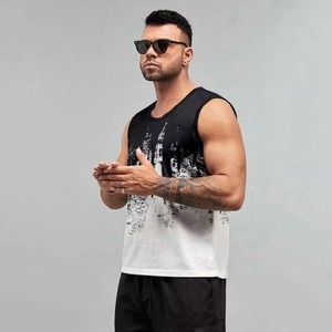 Débardeur de fitness personnalisé pour homme, col en V, respirant, tricoté, en polyester/coton, sans manches, pour la gym, style streetwear, personnalisable - Product Image 3