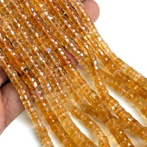 Cuentas facetadas de citrino natural tipo neumático de 5 mm, cuentas Heishi de citrino genuino en forma de rueda, hilo de cuentas de piedras preciosas de 16 pulgadas para joyería. - Product Image 1
