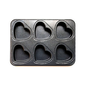 Moule à gâteau romantique en forme de cœur à 6 cavités, revêtement antiadhésif double face, acier au carbone robuste, compatible four, sans BPA, spécial - Product Image 1