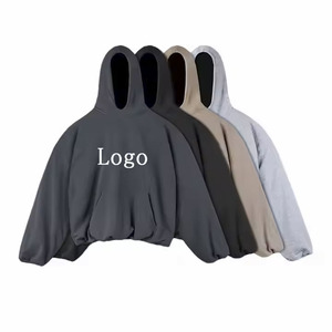 เสื้อฮู้ดโอเวอร์ไซส์ผู้ชาย สีพื้น ผ้าฝ้ายเฟรนช์เทอร์รี่ สวมใส่สบายๆ สำหรับฤดูใบไม้ร่วง ดีไซน์กระเป๋าโลโก้ด้านหน้า แขนเสื้อแบบปกติ - Product Image 1