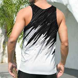 Camiseta sin mangas para hombre con estampado tie-dye, cuello redondo, de secado rápido, tejida, informal, para fitness, con patrón azul, blanco y rosa. - Product Image 6