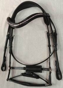 Brida de cuero Annabelle Equestrian para caballo, con frenteera acolchada suave, corona negra, accesorio para equitación. - Product Image 2