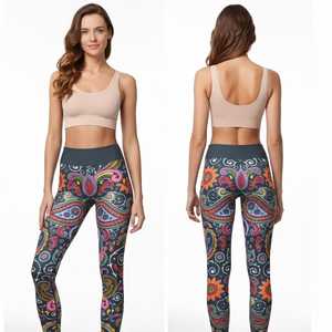 Women's High Waist Yoga Running Pants Leggings Best Quality Custom New <b>Fabric</b> Embroidery Digital Printing Logo with Pockets - Product Image 5