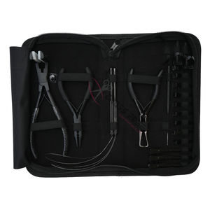 Elite Black Hair Extension tools Kit with Tape In Plier Micro Bead Remover Crimping Tool Pulling <b>Hook</b> Loop Tool Styling <b>Clips</b> - Product Image 1