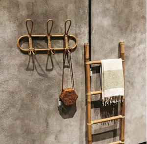 Porte-manteau mural en rotin tressé fait main, support naturel pour manteaux, chapeaux et sacs, organisateur mural bohème pour entrée, chambre d'enfant - Product Image 4
