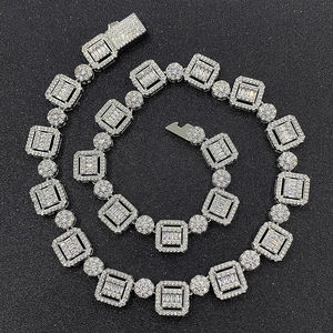 Iced Out Geometric Tennis Chain Necklace for Women Diamond <b>Choker</b> Necklace Luxury Hip Hop Jewelry Statement Layered Necklace - Product Image 2