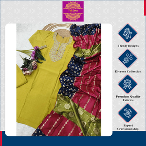Conjunto de Kurti, Pantalón y Dupatta de Jacquard de Chanderi de Viscosa Bordada de la Mejor Calidad para Ocasiones Especiales, Tallas S, M, L, XL, XXL - Product Image 2