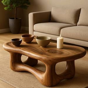 Proveedor de Vietnam-Mesa de centro Escultural Live Edge Mesa de centro de madera Mesa de declaración de madera natural hecha a mano Decoración para el hogar - Product Image 1