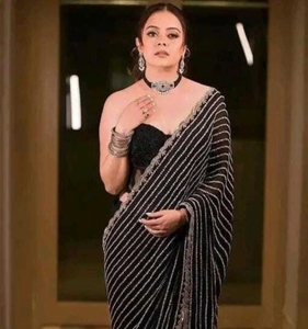 Sari de Seda Artística con Estampado KV, Elegante, para Uso Diario, Bodas y Fiestas, Antiarrugas, Reversible y de Secado Rápido, para Otoño - Product Image 1