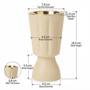 Brûle-encens cannelé beige avec un bol intérieur doré poli, design haut de gamme et teintes neutres douces pour des espaces chaleureux - Product Image 5