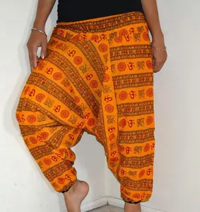 OM celana Harem kasual katun uniseks celana Harem kasual cetak ukuran bebas celana Harem dengan ketersediaan berbagai warna & modifikasi