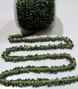 Peruvian Chalcedony Grape Chain Hydro Quartz 2.5mm Wire Wrap <b>Rosary</b> Beaded Chain - Product Image 2