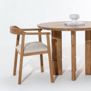 Table à manger ronde en bois Vandana Zentrix Nimbus avec un design contemporain fait main et solide - Product Image 6