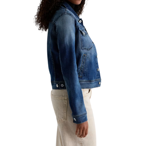 แจ็คเก็ตยีนส์ทรงเข้ารูปสำหรับผู้หญิง ผ้าเดนิมฟอก ทรงปกติ ผสมสแปนเด็กซ์/คอตตอน ดีไซน์หรูหรา น้ำหนัก 180 กรัม เหมาะสำหรับฤดูใบไม้ร่วง ฤดูหนาว ฤดูร้อน ขายส่ง รับผลิตแบบ OEM ODM - Product Image 6