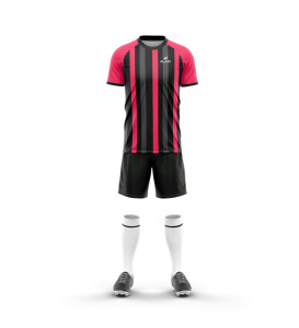 Maillot de football personnalisé noir et violet à séchage rapide, uniforme d'équipe rayé, conception par sublimation, service OEM - Product Image 2