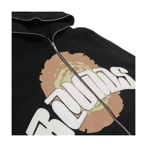 Sweat à capuche zippé en chenille brodée de haute qualité pour l'hiver, style streetwear, 100% coton, coupe oversize, couleurs et logo personnalisables, faible MOQ - Product Image 3