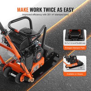 Compactadora de Placas con Motor de Gasolina de 2.8 HP y 98 CC, 5,250 RPM, 1,920 Libras de Fuerza, Apisonadora Vibratoria, Placa de 18.7 x 11.8 Pulgadas - Product Image 4