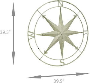 Nautical Zinc Finished Metal <b>Compass</b> Rose Wall Hanging for Indoor Outdoor Decor <b>Vintage</b> Maritime Wall Art - Product Image 2