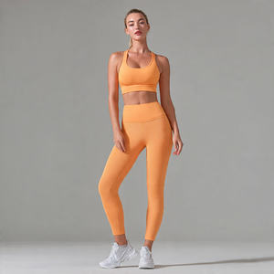 Leggings de Compresión para Mujer, Conjunto de Yoga de 2 Piezas, Top Corto Transpirable, Estilo Urbano, Poliéster/Algodón - Product Image 5