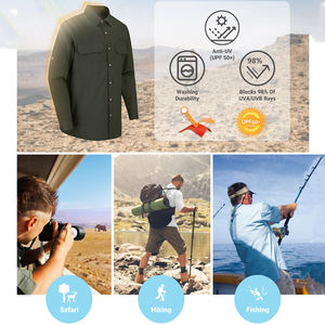 เสื้อเดินป่าคุณภาพสูงสำหรับผู้ชาย เสื้อตกปลา ระบายอากาศ แห้งเร็ว มีกระเป๋าหลายช่อง เสื้อผู้ชายสำหรับกิจกรรมกลางแจ้ง เสื้อเดินป่าสำหรับผู้ชาย - Product Image 5
