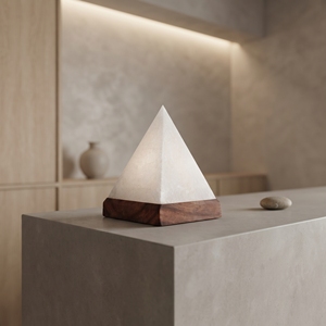 Lámpara Piramidal de Cristal del Himalaya Blanca Hecha a Mano, Iluminación de Sal Natural para el Hogar, Dormitorio, Meditación, Spa - Product Image 3