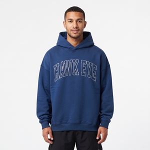 Sudadera con Capucha Azul para Hombre, Diseño Personalizado, Logotipo Bordado de Ojo de Halcón, Talla Grande, Forro Polar, Ropa Casual de Invierno - Product Image 5