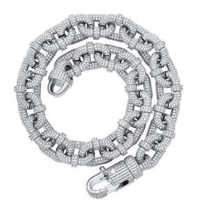 Luxury Hip-Hop Style 925 <b>Sterling</b> <b>Silver</b> Rose Gold & Rhodium Plated Moissanite Unisex Miami Cuban Link Chain Wedding - Product Image 5